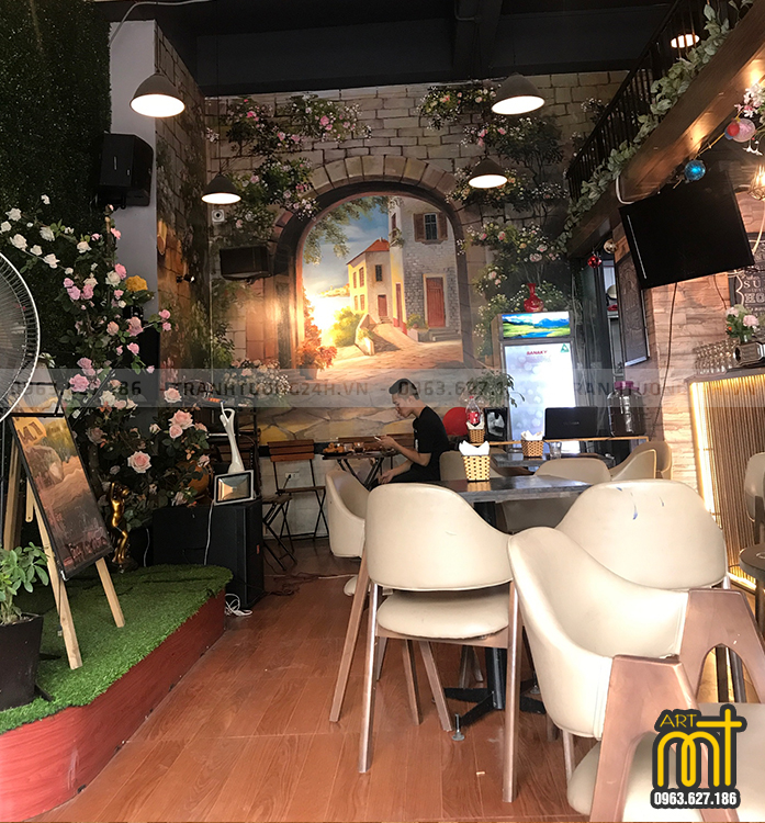 vẽ tranh tường quán cafe, nhà hàng